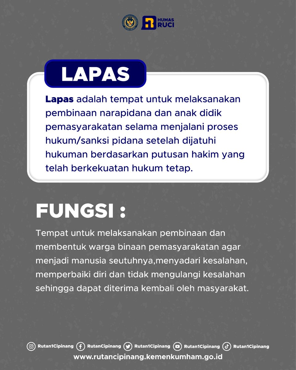 rutan1cipinang's tweet photo. Halo #SobatRUCI ,
Mari kita simak perbedaan antara Rumah Tahanan Negara ( Rutan ) dengan Lembaga Pemasyarakatan ( Lapas )
#RUCI
#SemakinPASTI
#Pemasyarakatan
#ASNBerAKHLAK
#rutancipinang
@kemenimipas
@DITJEN_PAS https://t.co/ICOTNf8Va8