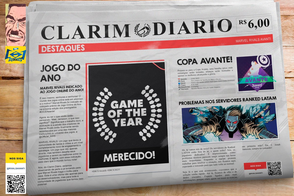 Marvel Rivals enfrenta problemas nos servidores Ranked LATAM, mas também celebra uma grande conquista com a indicação ao DICE Awards 2025! Fiquem ligados para atualizações e torçam conosco! 

#MarvelRivals #DICE2025

<a href="/MarvelRivals/">Marvel Rivals</a>