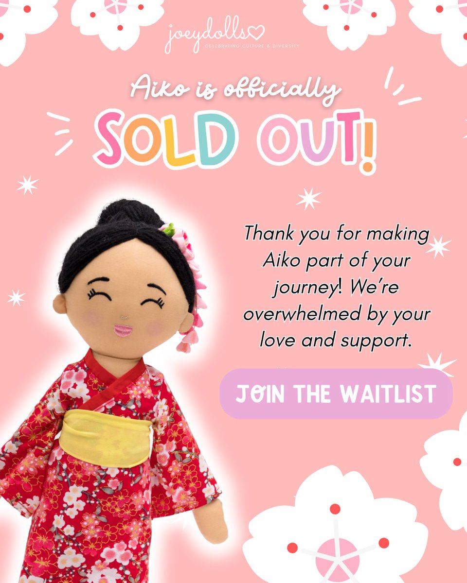 🌸 Aiko is SOLD OUT! 🌸 Thank you for showing so much love to our Japanese-inspired Aiko Doll! 💕 While she’s sold out for now, you can join our waitlist if she returns: joeydolls.com/shop/japanese-…
#AikoDoll #Joeydolls #SoldOut #JapaneseHeritage
