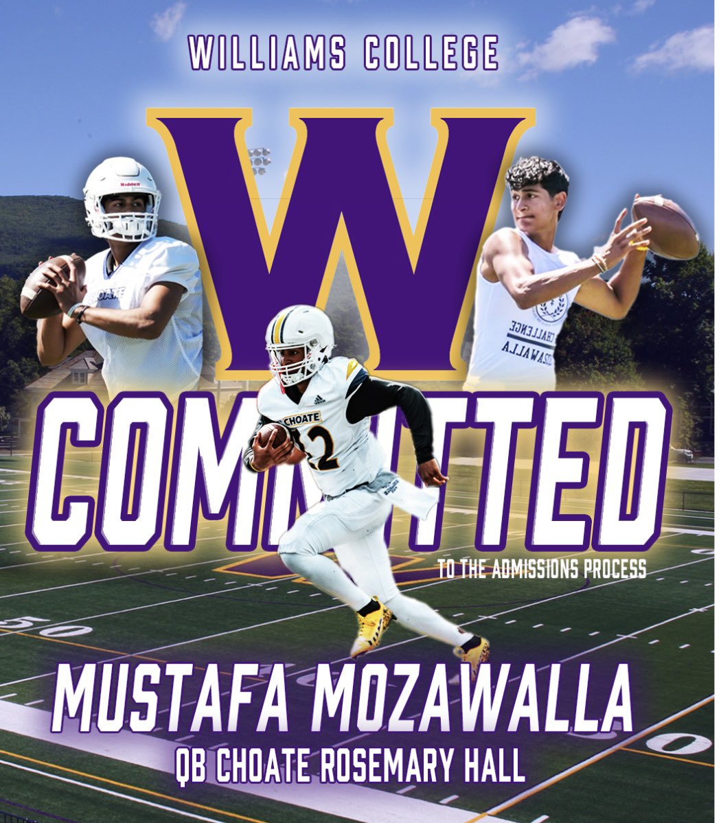 Mustafa Mozawalla (@mustafa_mozzy) on Twitter photo Alhamdulilah, excited to be committed to the admissions process at Williams! Thank you to my family, coaches and friends for all your support throughout the years!
<a href="/QBCoachGill/">Jonathan Gill</a> <a href="/coach_spinnato/">Coach Spinnato</a> <a href="/BR_Ostie/">Brian Osterhout</a> <a href="/Coach_Miggs/">Ramon Mignott</a> <a href="/WilliamsEphsFB/">Williams Football</a> <a href="/Coach_Rorke/">Chris Rorke</a> Alhamdulilah, excited to be committed to the admissions process at Williams! Thank you to my family, coaches and friends for all your support throughout the years!
<a href="/QBCoachGill/">Jonathan Gill</a> <a href="/coach_spinnato/">Coach Spinnato</a> <a href="/BR_Ostie/">Brian Osterhout</a> <a href="/Coach_Miggs/">Ramon Mignott</a> <a href="/WilliamsEphsFB/">Williams Football</a> <a href="/Coach_Rorke/">Chris Rorke</a>