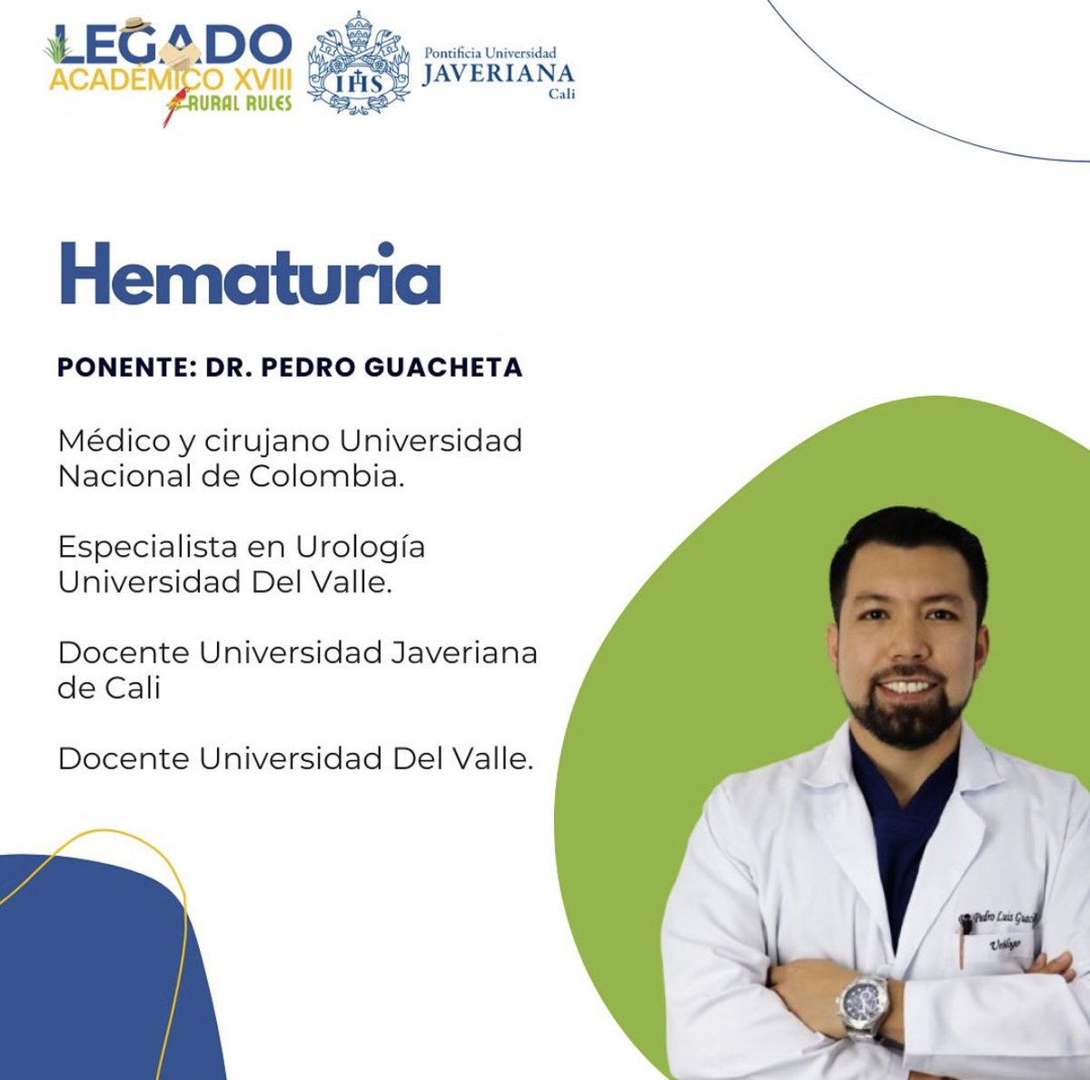 Los invito a participar en la charla “Hematuria” que dictaré en la Universidad Javeriana de Cali.

¡Nos vemos pronto para aprender y compartir conocimientos!

#Urología #MedicinaGeneral #EducaciónMédica #UniversidadJaveriana #Hematuria #Urology