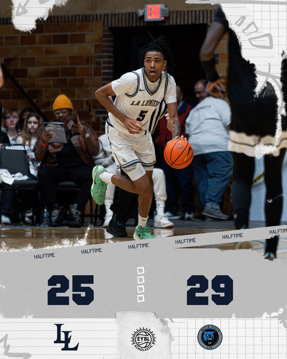 A hard-fought first half between La Lumiere and CIA Bella Vista, with Bella Vista holding a four-point advantage.