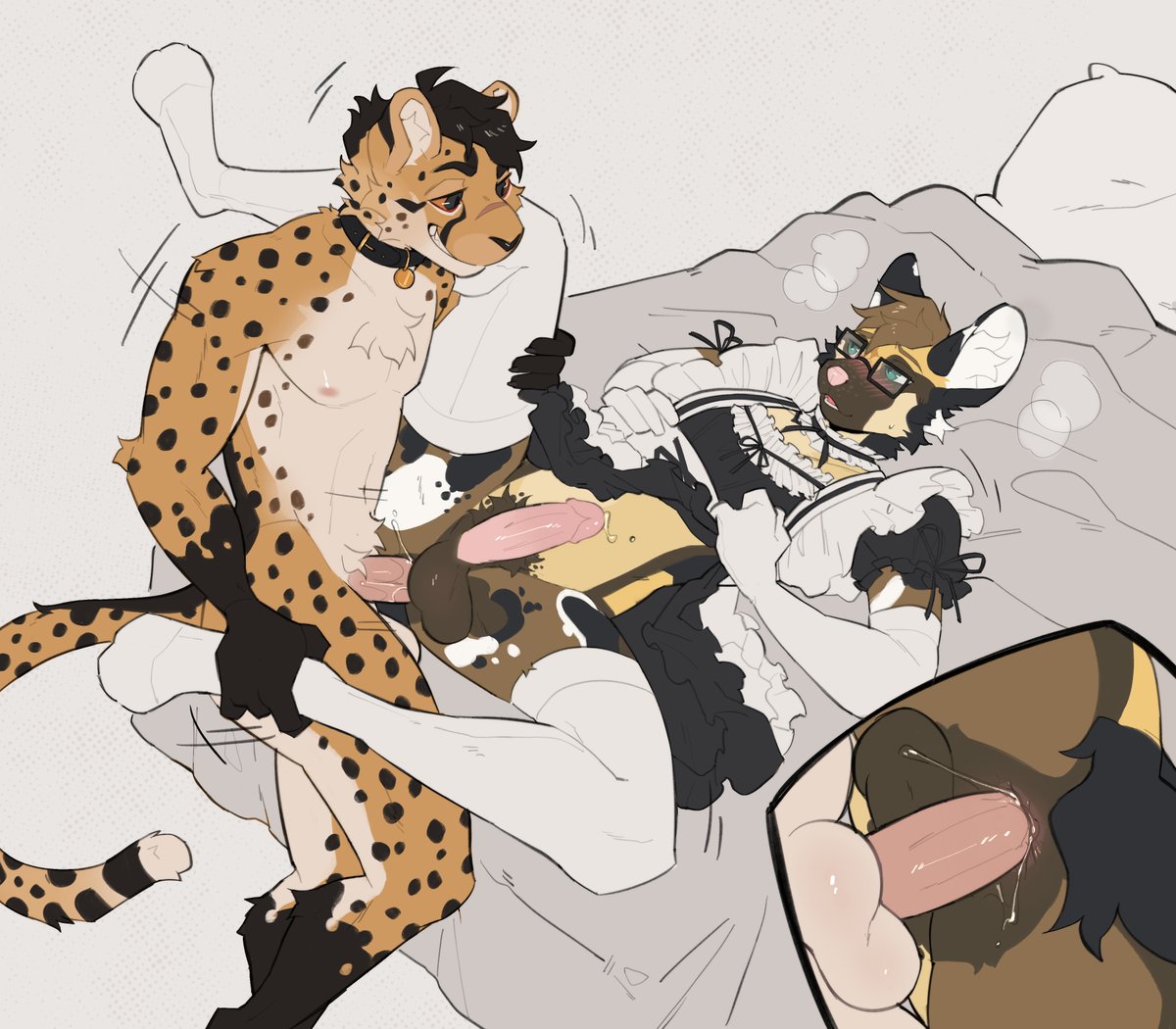 2022 <a href="/servalastray/">LEX!!!! 🐱</a> comm featuring <a href="/eggedcats/">m🔞</a> 's chee character !!

maid roland being a good boy... :3