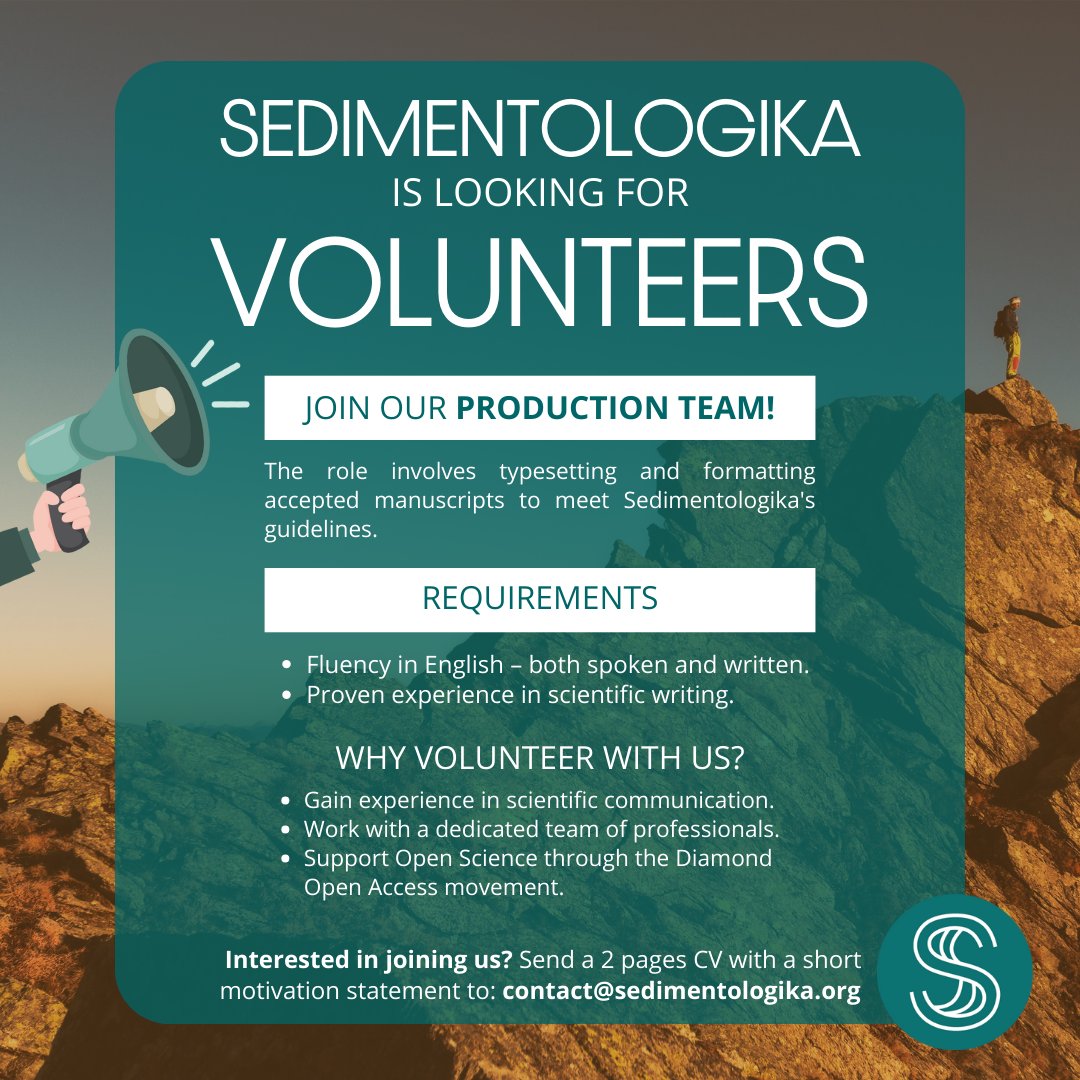 Sedimentologika (@sedimentologika) on Twitter photo 🌟 Exciting Volunteer Opportunity! 🌟
Curious about joining our Production Team? Check out the full position details on our website: bit.ly/SedkVProdTeam
If you're interested, send your application to: contact@sedimentologika.org
We’d love to hear from you! ✉️ 🌟 Exciting Volunteer Opportunity! 🌟
Curious about joining our Production Team? Check out the full position details on our website: bit.ly/SedkVProdTeam
If you're interested, send your application to: contact@sedimentologika.org
We’d love to hear from you! ✉️