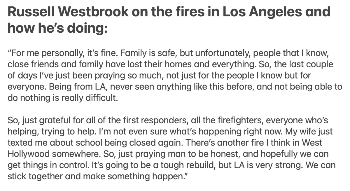 NBABlackburn's tweet photo. Here's Russell Westbrook's answer on how he and his family are doing in the midst of the Los Angeles fires: https://t.co/DekhOKR4md