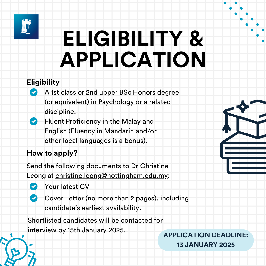 Calling all Psychology and Applied Psychology and Management and Education alumni!​
​
This is your chance to grab the fully funded PhD scholarship/2-year research assistant position made available by the School of Psychology.​

Apply now before 13 January 2025!
