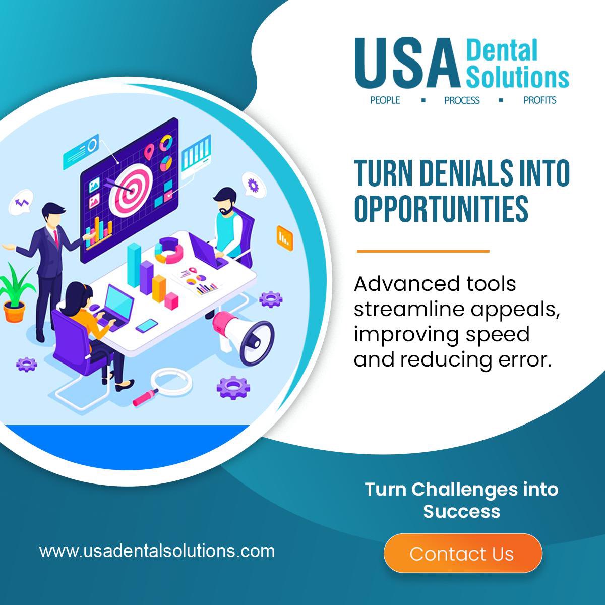 _USADS's tweet photo. Don’t let denials hold you back. Transform them into opportunities with tools that deliver results. 

#rcm #usads #practicegrowth #smartsolution #dentalsupport https://t.co/baZNCpTyMH