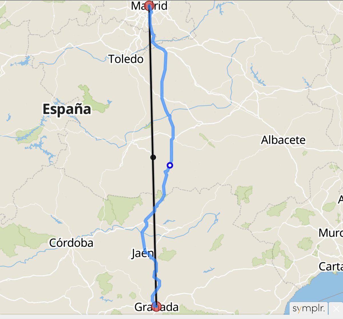 En #Granada estamos luchando por un Ave Directo que recorra los 570 km sin pararse hasta Madrid y hacer así el viaje en 3 horas. Sin embargo no debemos olvidar que en línea recta, hay 360 km y que la siguiente batalla debe ser unir fuerzas con #Jaén para un trayecto de 2 horas.