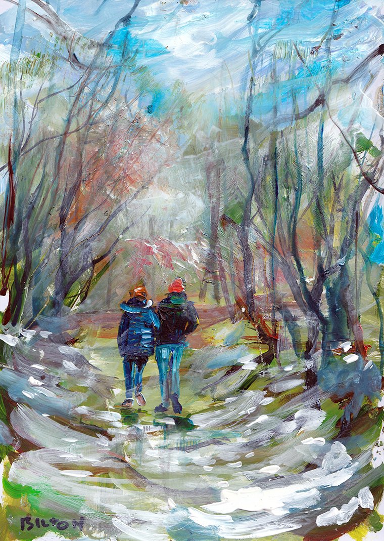 ChrisBilton3's tweet photo. #transpenninetrail #barnsley #snow #morningwalk #slippingandsliding #acrylicpainting #pleinairpainting #artinsouthyorkshire #paintingoutside #directobservation #southyorkshire #biltonart #opencountry #trees #clouds #allaprima #clarifiedimpressionism #expressiverealism #pleinair https://t.co/UVz4RoeEQk