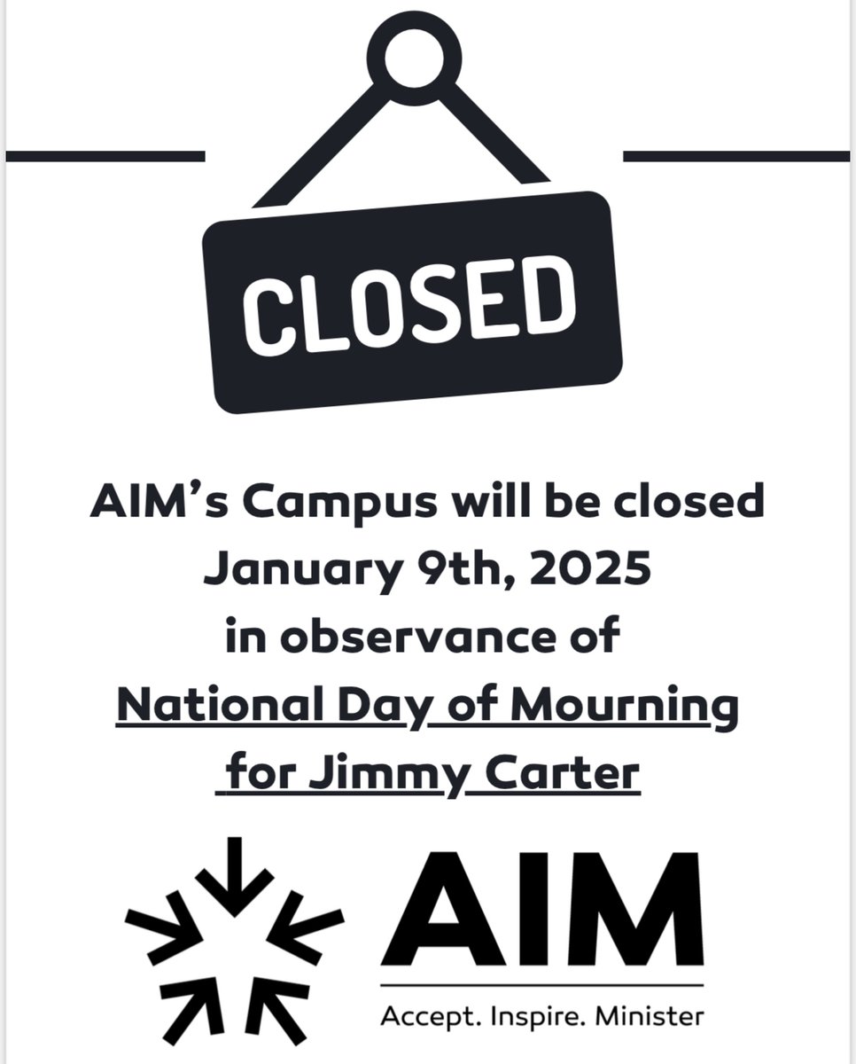 AIM will be closed tomorrow, Jan. 9th.