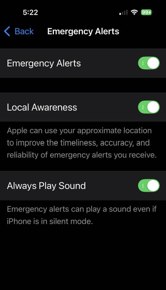 #Californians near the fires who own #iPhones: turn on the "Local Awareness" setting location in "Notifications" under "Emergency Alerts." That way, we'll get notifications if we need to evacuate while we're asleep tonight. #PacificPalisades #LosAngelesFire