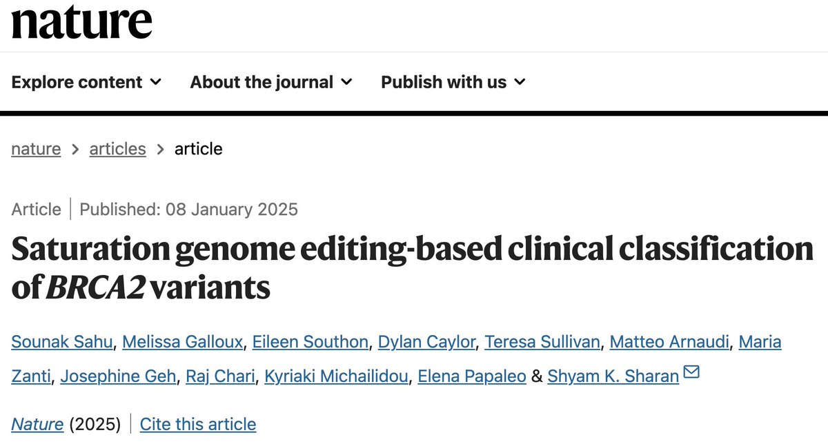 Sounak Sahu (@sounaksahu) on Twitter photo Excited to share our latest study in <a href="/Nature/">nature</a>! We used a humanized-mouse ES cell model to explore the functional consequences of all possible BRCA2 missense variants. We've clinically classified >6,500 variants and >1,200 reported in ClinVar! <a href="/ShyamKSharan/">Shyam K. Sharan</a> <a href="/theNCI/">National Cancer Institute</a> Excited to share our latest study in <a href="/Nature/">nature</a>! We used a humanized-mouse ES cell model to explore the functional consequences of all possible BRCA2 missense variants. We've clinically classified >6,500 variants and >1,200 reported in ClinVar! <a href="/ShyamKSharan/">Shyam K. Sharan</a> <a href="/theNCI/">National Cancer Institute</a>