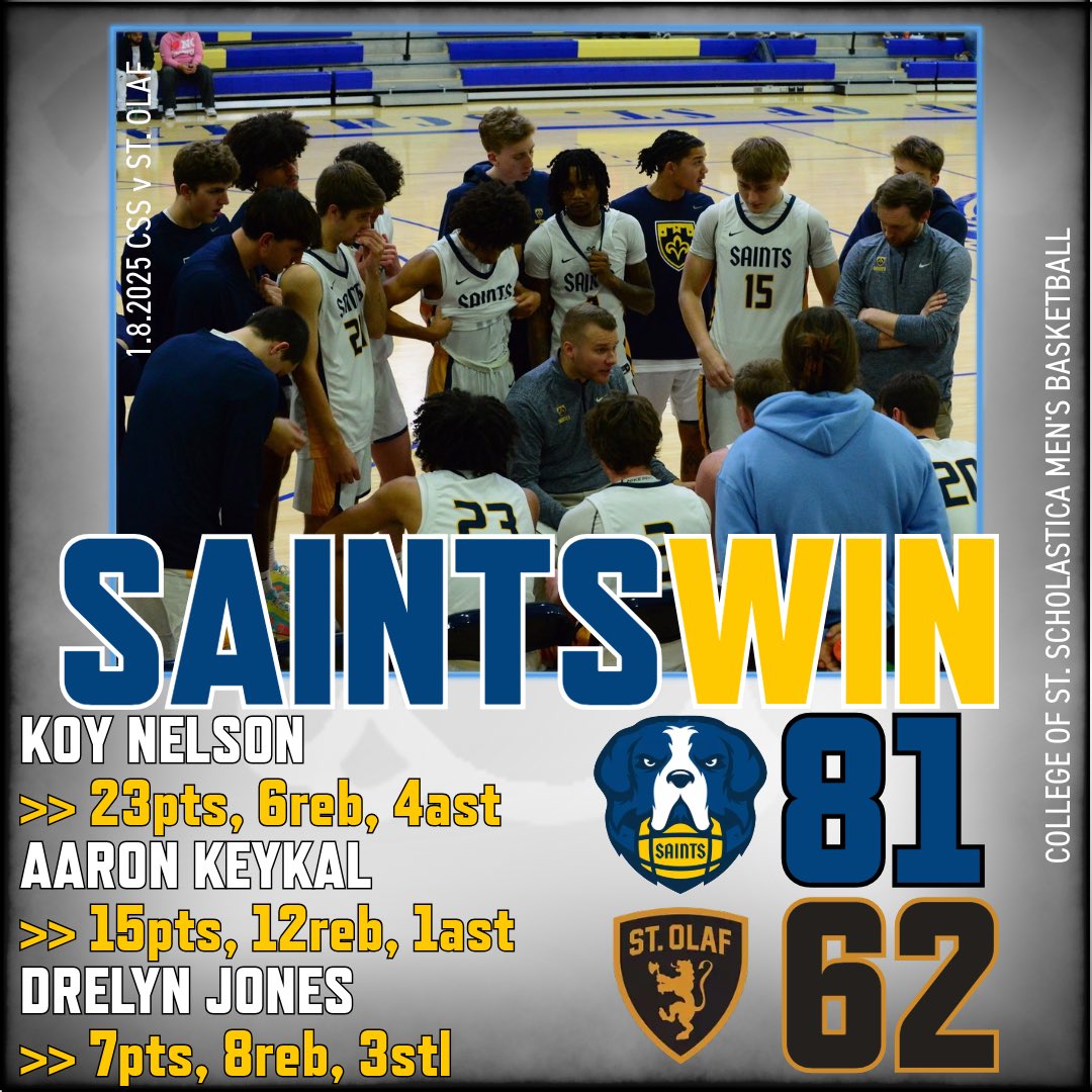 Your Saints get it done at home!

Next up, the Saints begin a 3 game road stretch with Gustavus on Saturday at 1pm.