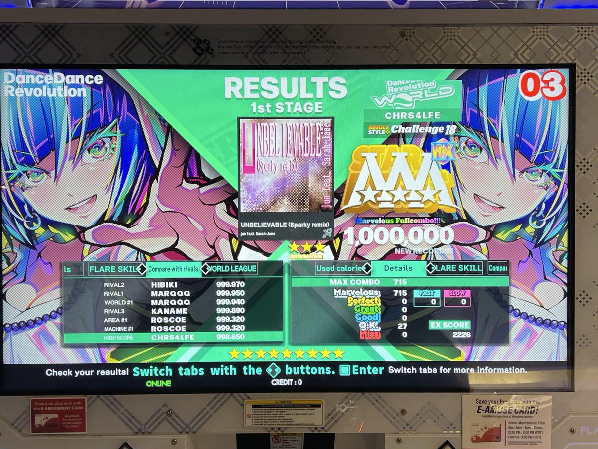 UNBELIEVABLE (Sparky remix) CSP MFC 1,000,000 World Record!!!! Level-18 MFC #12!!!!!