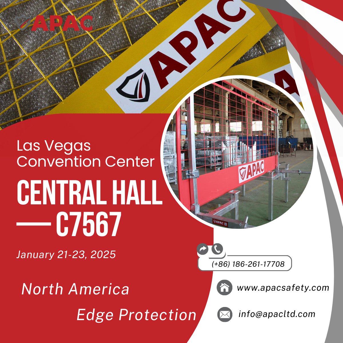 We’re excited to announce that APAC Builders Equipment will be showcasing our top-tier Edge Protection solutions at WOC from January 21-23, 2025.Visit us at Central Hall — C7567.