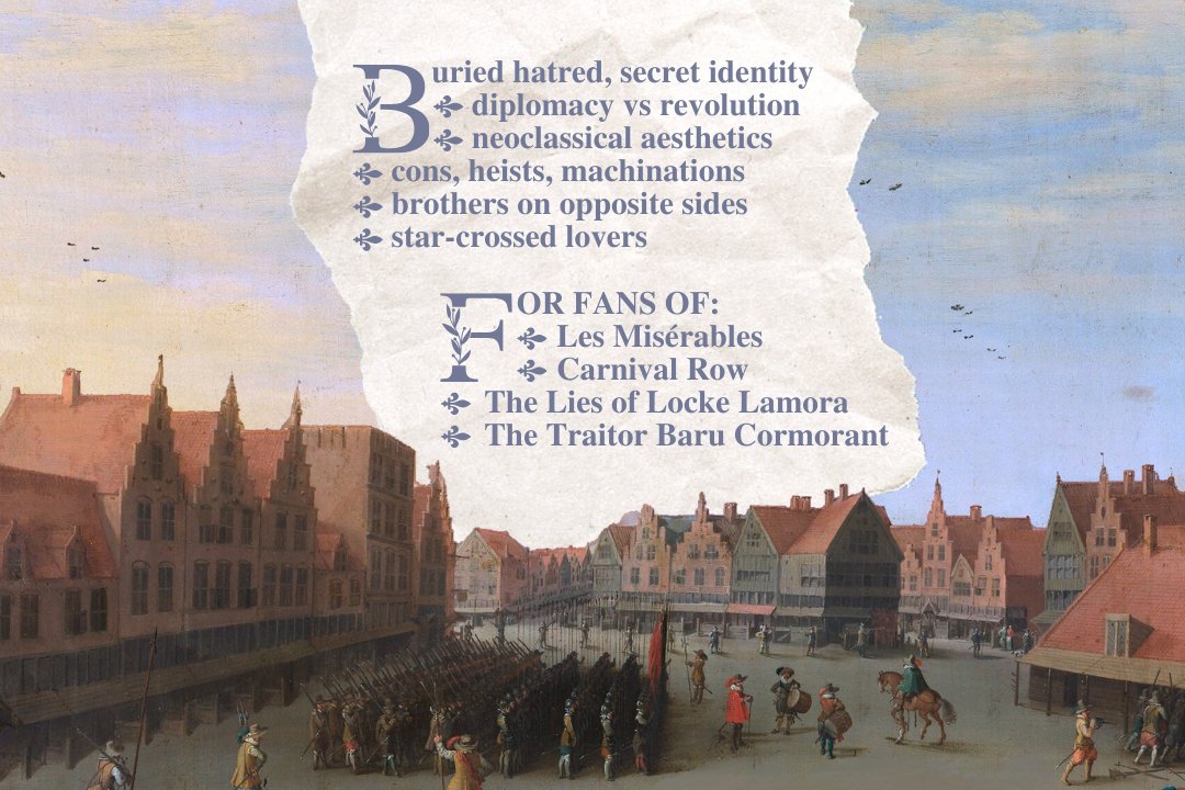 Now that it's 2025: 📣THE REVENANT OF SUROLIFIA is coming out next year!

🗡️An imperial officer with a secret identity
🪽A thief trying to start a revolution
⚖️A university student turned diplomat
🩸They want to kill each other
🔥But they must cooperate to stop a war

#2026debut