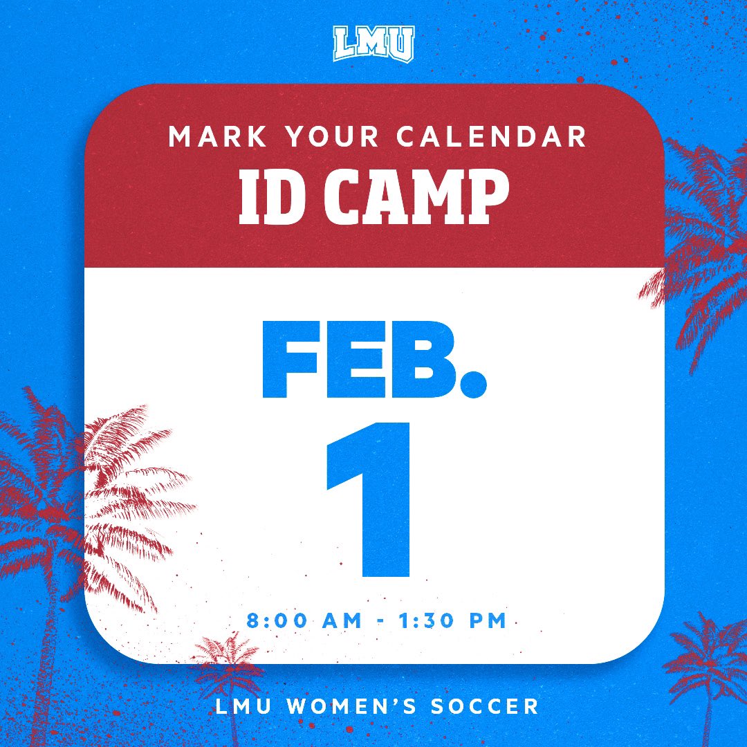 Camp registration is open!

Come meet our coaches and get some tips from the 2024 WCC Coach of the Year!

🔗 lmuwomenssoccerclinics.totalcamps.com/shop/EVENT

*This clinic is open to any and all female players high school aged and above

*Limited only by number, age, grade level and/or gender