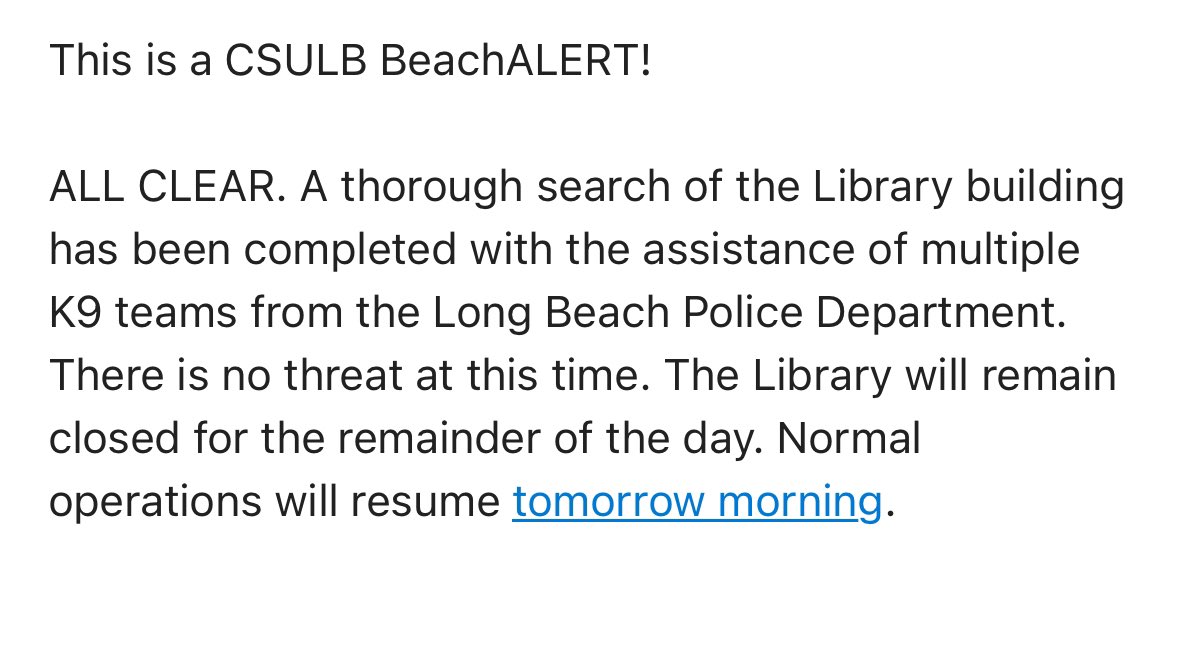 CSULBPolice's tweet image. CSULB BeachALERT on 1/8/25 at 6:01 PM