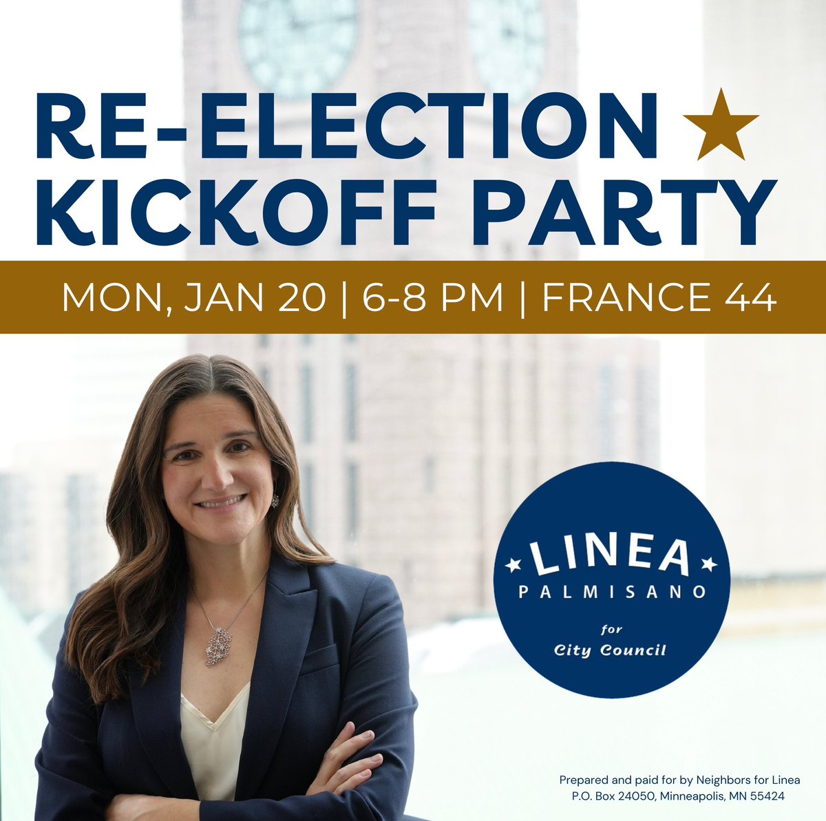 Join me to kick off my re-election campaign on Monday, January 20 from 6-8PM at France 44! 

Click here to make a contribution today: secure.actblue.com/donate/linea20…