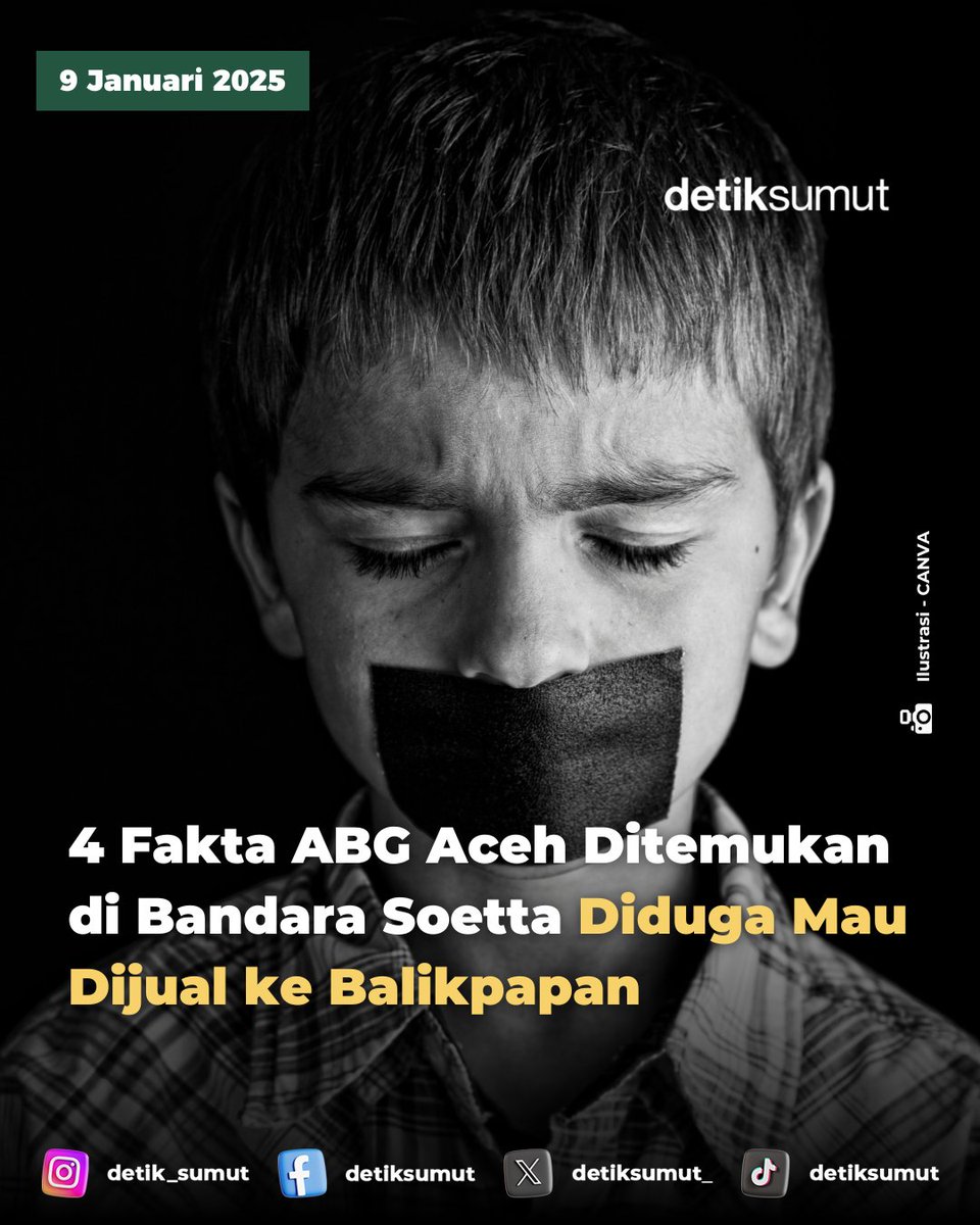 detiksumut_'s tweet photo. INI FAKTANYA
Seorang anak 13 tahun dari Aceh hilang usai pulang sekolah dan ditemukan di Digital Airport Hotel Soekarno-Hatta. Dia diduga menjadi korban perdagangan orang.
FULL: https://t.co/pqps9yhPtd
#ABGAceh #PerdaganganOrang #TPPO #AcehBesar #Aceh https://t.co/YZarnCEGpi