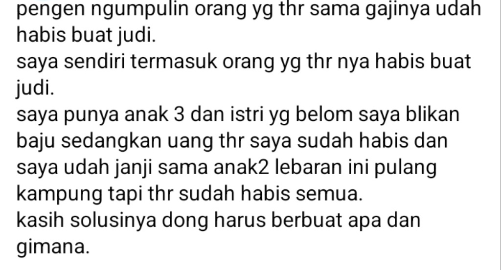 Remajabecerita's tweet photo. KELUH KESAH PECANDU JUDI ONLINE

miris banget bacanya 😣 https://t.co/qt4XMRRmKL