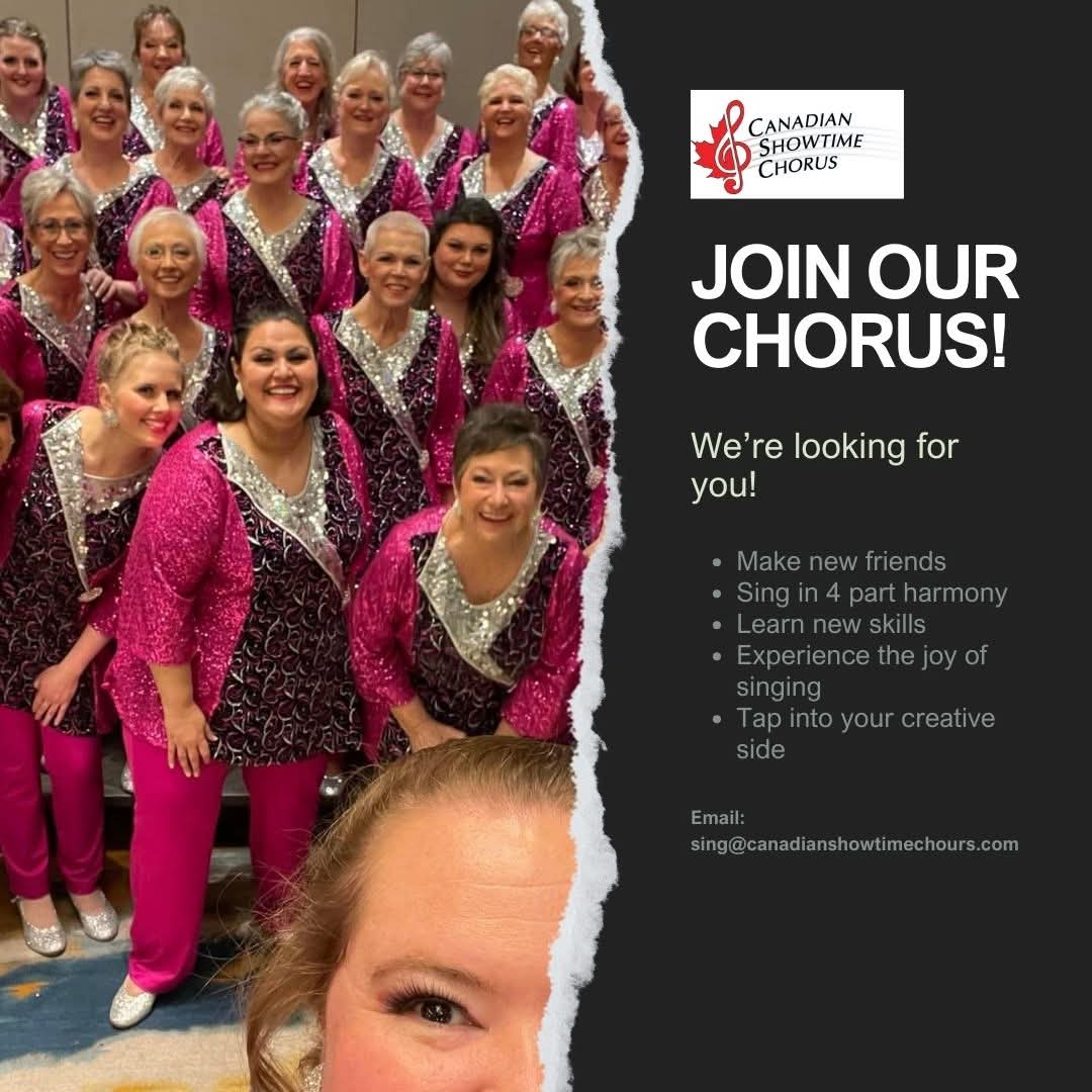 Hey Ottawa!!

Are you an experienced singer who loves to perform?  Are you looking for a challenge in 2025?  Consider joining us.

We are running a New Member Program starting Jan 14, 2025.

For more info, contact sing@canadianshowtimechorus.com

#iamsweetadelines #singwithus