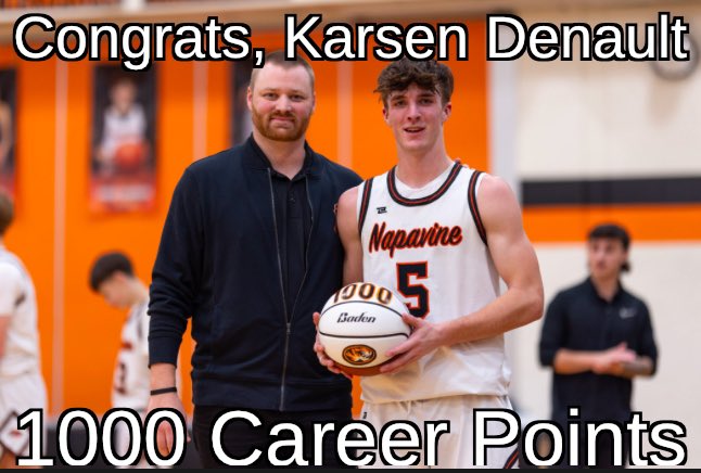 From last nights league game vs Winlock. Congratulations Karsen Denault on reaching the 1000 point milestone for his high school career!