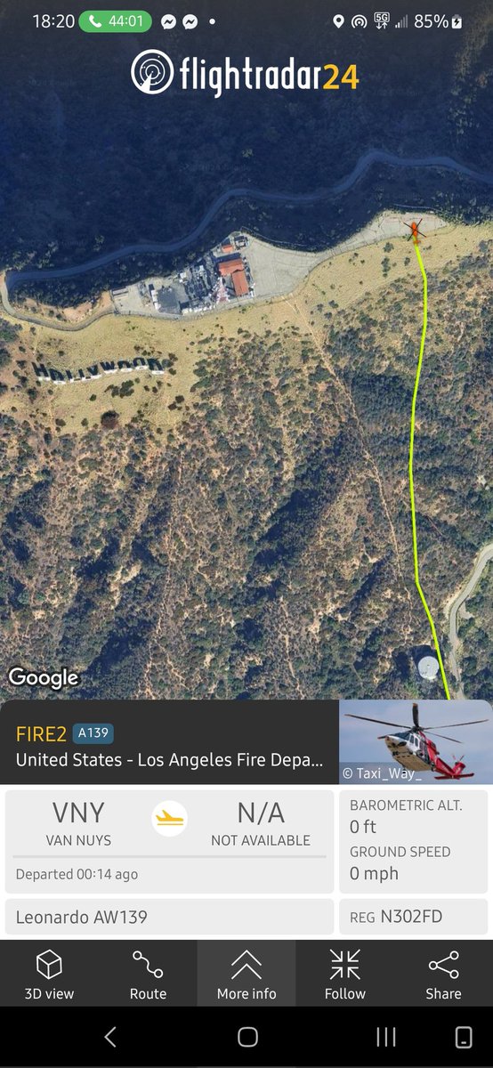 thedjmichaelj's tweet image. .@LAFD #Fire2 at the top of Mt. Lee, overlooking the #HollywoodSign.