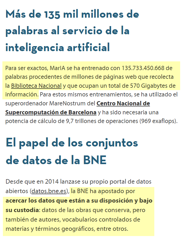 ArteEsEtica's tweet photo. ¿Qué tiene que ver la IAG con el Depósito Legal en España? Pues TODO. Ya se usó el contenido digital de la BNE para entrenar una IA generativa en 2021-2022 con GPT2 de OpenAI. En 2024 el Gobierno español firmó acuerdos con IBM para NUEVOS modelos de IAG y necesitan más datos ⚠️ https://t.co/NuMHA8T5RD