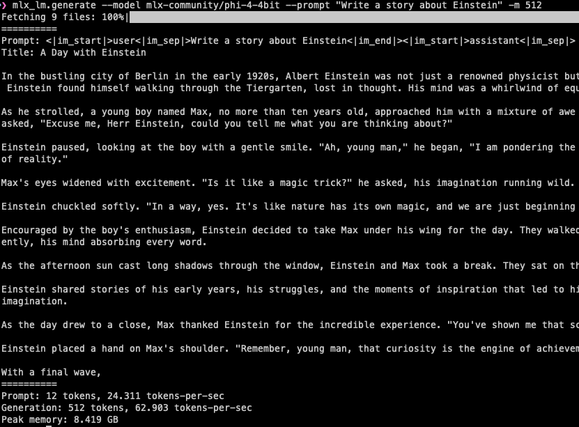 fabmilo's tweet image. #phi4 on #mlx #apple M2 ULTRA. it works! make sure to update the mlx_lm and transformers packages!