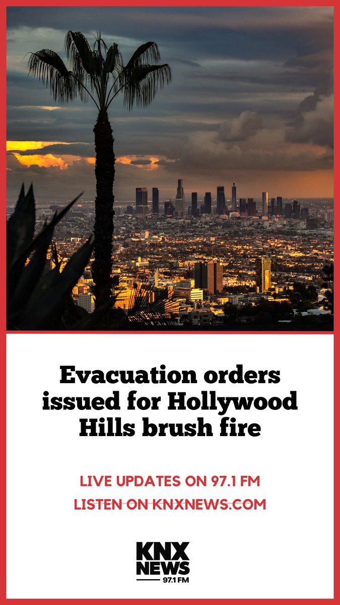 BREAKING: A mandatory evacuation order is now in place for Runyon Canyon between Laurel Canyon Blvd. on the west, Mulholland Dr. on the north, the 101 Freeway on the east, and Hollywood Blvd, on the south.