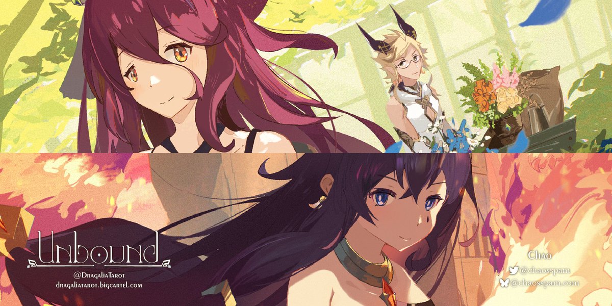 ✦ Tarot Preview - タロット・プレビュー ✦

Myriam - 6 of Cups || ムムジアンヌ - カップの6
Sheila - 6 of Swords || シーラ - 剣の6
Chao - <a href="/ChaosSpam/">Chao 🐁</a> 

Preorders now open! 予約受付開始！
#unboundtarot #dragalialost #ドラガリ