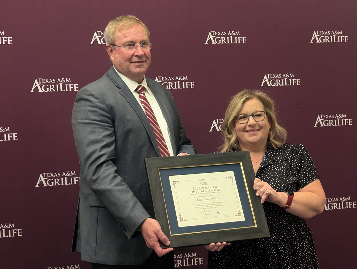 Congratulations to my colleague and friend, Dr. Julie Howe <a href="/dirtdivine/">Julie Howe</a>, on receiving <a href="/AgriLife/">Texas A&M AgriLife</a> Director’s Research Scientist of the Year Award!  Congratulations, Julie - what an incredible accomplishment! <a href="/tamusoilcrop/">TAMU Department of Soil and Crop Sciences</a>