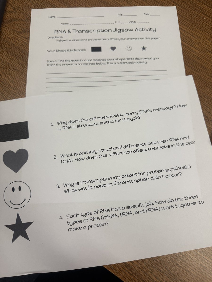 JJHSInstrCoach's tweet photo. Transform lecture into deeper learning with jigsaw! 🧩 Ss took notes &amp; synthesized their understanding of RNA together 👏🏽 There were some hiccups, but the Mustangs worked through it 💪🏽 Growth isn’t always perfect, but it’s always worth it! 💡 #MustangPride @NISDJay @NISDScience https://t.co/1SsG5Rqt0i