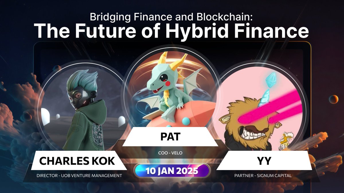 veloprotocol's tweet photo. Join Pat (COO, Velo Labs), @charleskok5 (Director, UOB Venture Management), and @Yylai2008 (Partner, Signum Capital) for a roundtable discussion moderated by @LukeTDD.

📅 Date & Time: Friday, 10th January 2025 @ 3:30PM GMT+7
📍 Platform: X-Space

Be part of the discussion on blockchain’s evolving role and the integration of real-world assets in modern finance.

Don't forget to tune in, Velorians!