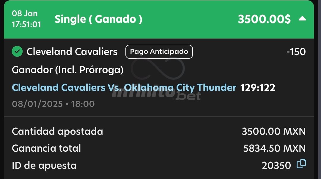 #RETO4X4 🛻 v8.0🧨

PASO 1 ✅ COMPLETADO. 🤙🏻
👁 | t.me/+JjRtCUMn-ag1Z…

VAMOS X EL OCTAVO 
#RETO4X4 SEGUIDO. 👁🤟🏻

#apuestas #NBA #parlays #Cavaliers