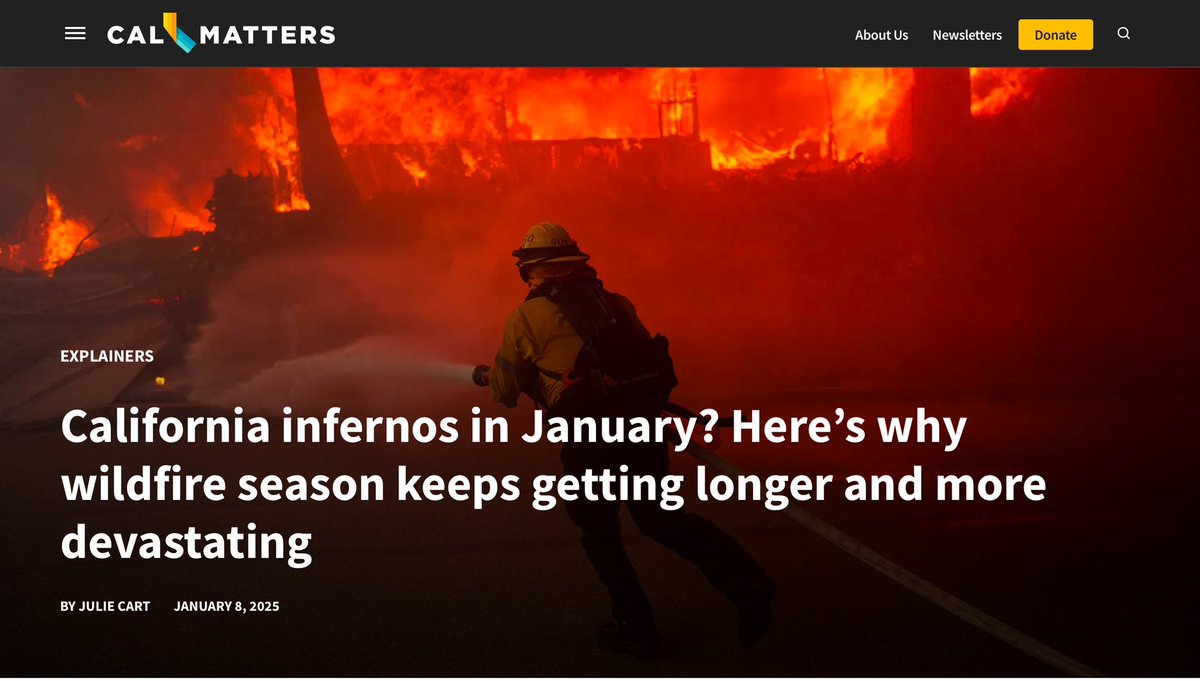 Welcome to the Pyrocene—for those interested in the facts and science behind what is going on in our state with fire, a good primer from <a href="/CalMatters/">CalMatters</a> <a href="/julie_cart/">julie cart</a> 

I don’t recall the same people calling Florida a failed state with its reoccurring hurricanes and worsening damage.