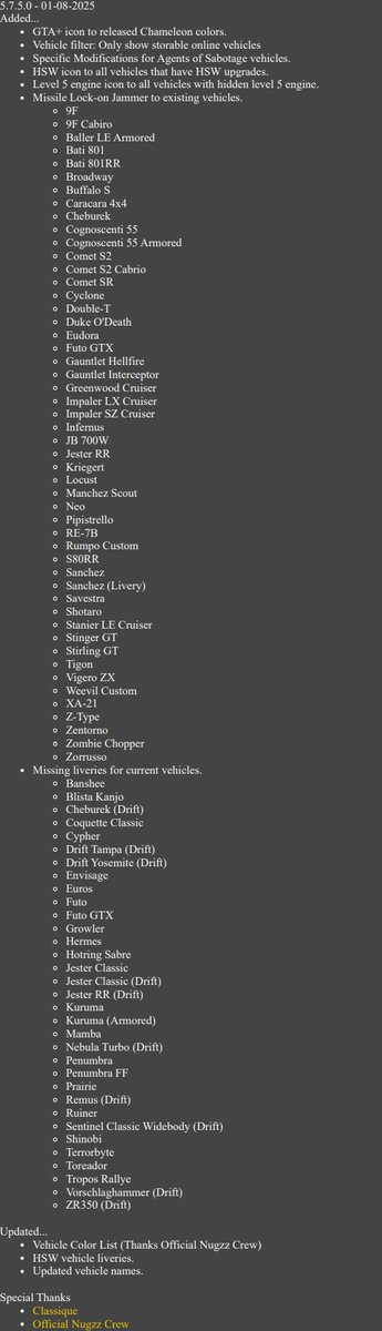XB36Hazard (@xb36hazard) on Twitter photo New GTA V Save Editor update 5.7.5.0 out now!
Download: X3T-Infinity.com/GTAV_SE
Changelog: X3T-Infinity.com/GTAV/Change_Log
EXE Download: mediafire.com/file/w7uii95s8…
Special thanks to <a href="/ClassiqueGTA/">classique.bsky.social</a> and <a href="/NugzzCrew/">Official Nugzz Crew</a> New GTA V Save Editor update 5.7.5.0 out now!
Download: X3T-Infinity.com/GTAV_SE
Changelog: X3T-Infinity.com/GTAV/Change_Log
EXE Download: mediafire.com/file/w7uii95s8…
Special thanks to <a href="/ClassiqueGTA/">classique.bsky.social</a> and <a href="/NugzzCrew/">Official Nugzz Crew</a>
