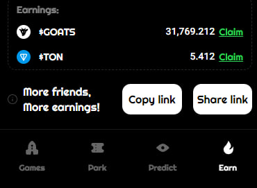 GOATS_immortal's tweet photo. Ever thought only inviting your friends could make you stack this much? 

You’ll get 0.5% of all the $GOATS and $TON they spend on mini-games, while they get 100 $GOATS free just for joining 🔥 

💸 GOATS gang leveling up together, one invite at a time. Who’s next to join the grind?