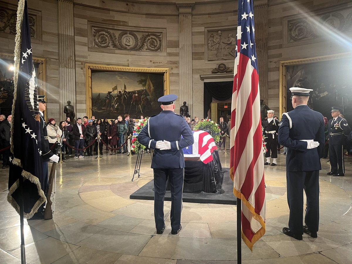 It’s a little after 10pm in Washington and the line of people waiting to pay their respects to President Jimmy Carter on a bitterly cold night is still more than two hours long. A real cross section of society in the Capitol Rotunda to pay tribute tonight.