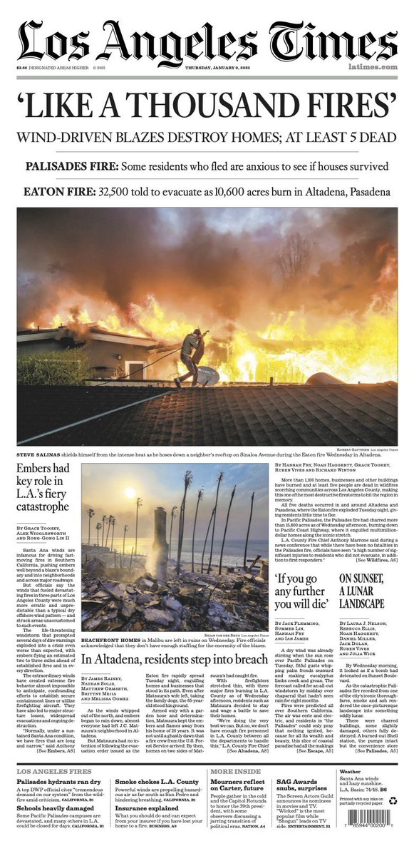 Daniel Miller (@danielnmiller) on Twitter photo Here’s tomorrow’s front page of the <a href="/latimes/">Los Angeles Times</a>. All our fire coverage is here, and the paywall has been lifted: latimes.com/california/liv… Here’s tomorrow’s front page of the <a href="/latimes/">Los Angeles Times</a>. All our fire coverage is here, and the paywall has been lifted: latimes.com/california/liv…