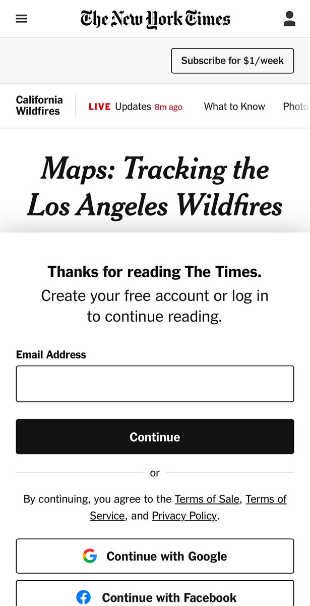 haskellflender's tweet photo. @nytimes Welp, I guess I have to pay for a subscription to your newspaper in order to see if my family’s house burned down yet. Thanks! https://t.co/Sy5G2FjUfW