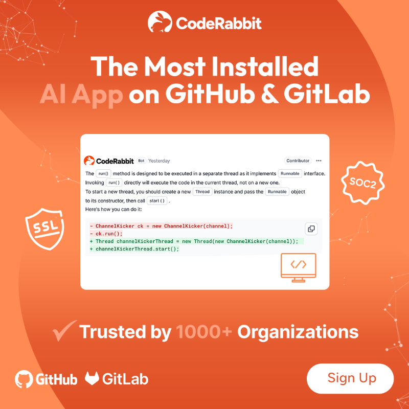 coderabbitai's tweet photo. AI-first pull request reviewer with context-aware feedback, line-by-line code suggestions, and real-time chat.