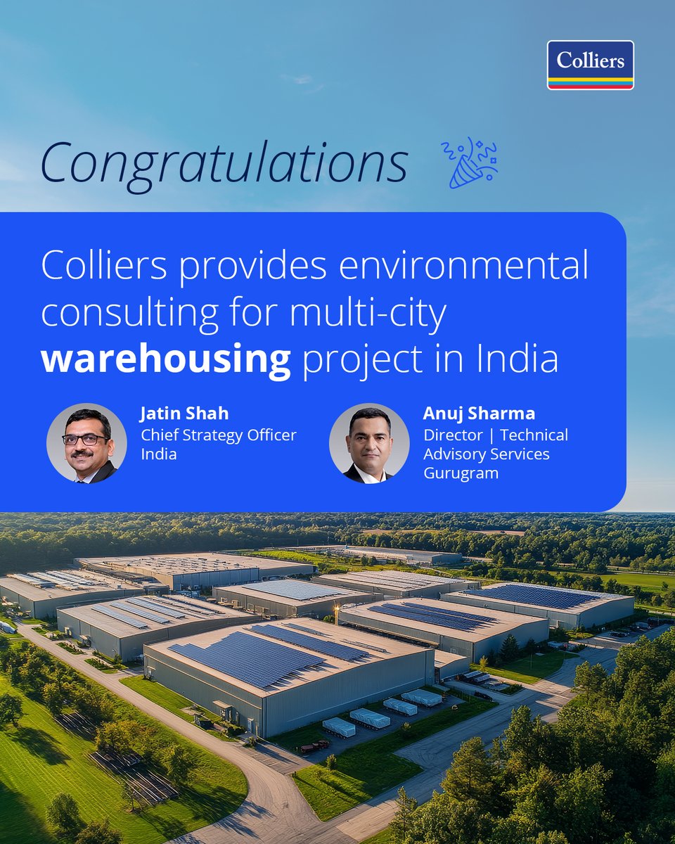 colliers_ind's tweet photo. Our remarkable Technical Advisory Services team concluded a remarkable project, providing environmental consulting for the world’s largest equity fund.
Read more- https://t.co/oXsDcfByQn
#ColliersIndia #IndiaRealEstate #sustainablesolutions #clientsuccess #TechnicalAdvisory https://t.co/ba2alT7vNw
