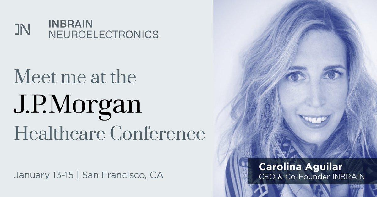 INBRAIN Neuroelectronics (@inbrainneuro) on Twitter photo Our CEO & Co-Founder <a href="/carolainaguilar/">Carolina Aguilar</a> and team will be onsite next week at the #JPM25 healthcare conference. 🧠🧠
To meet with us, contact: info@inbrain-neuroelectronics.com. Our CEO & Co-Founder <a href="/carolainaguilar/">Carolina Aguilar</a> and team will be onsite next week at the #JPM25 healthcare conference. 🧠🧠
To meet with us, contact: info@inbrain-neuroelectronics.com.