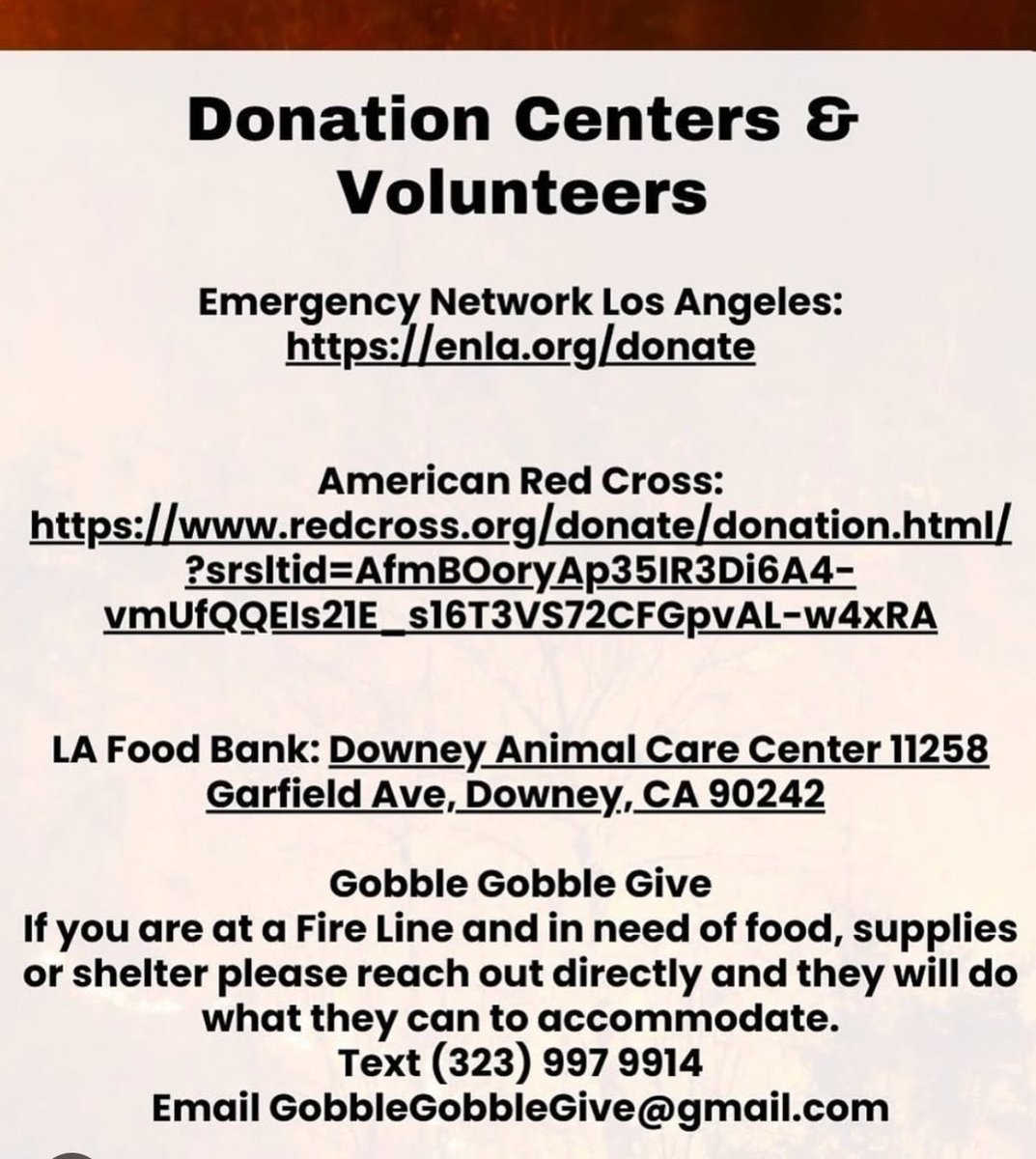 Sharing a post from Vanessa Bryant with some resources and ways to help support those affected by the fires in LA.