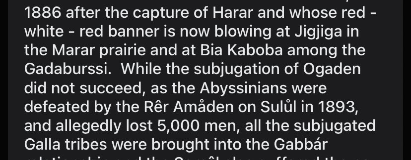 ShirwacOG's tweet image. Abyssinian troops under Ras Makonnen were sent to the Ogaden, but shortly afterward, they suffered a grievous defeat, losing 5,000 men to Reer Amadin Ogadens, led by #Jamac Dhari, in 1893.
Years later, Colonel Swayne observed the aftermath of this war, which was still visible.