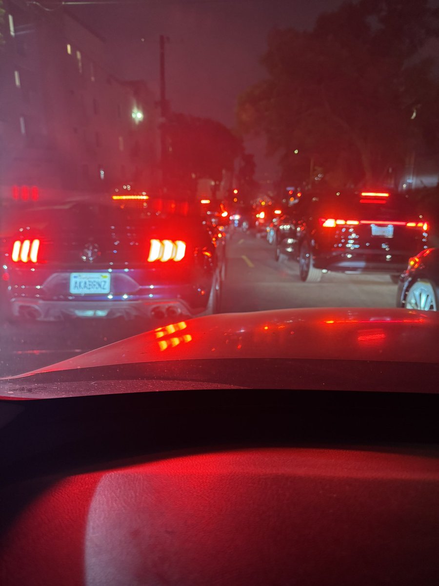 Being in a parking lot of red taillights, with a tree blocking your escape, the reek of fire on the mountain behind you, pedestrians moving past, is terrifying. the Walking Dead or Last of Us ever prepare you for. 
Our first responders and fire fighters are incredible♥️ evacuated