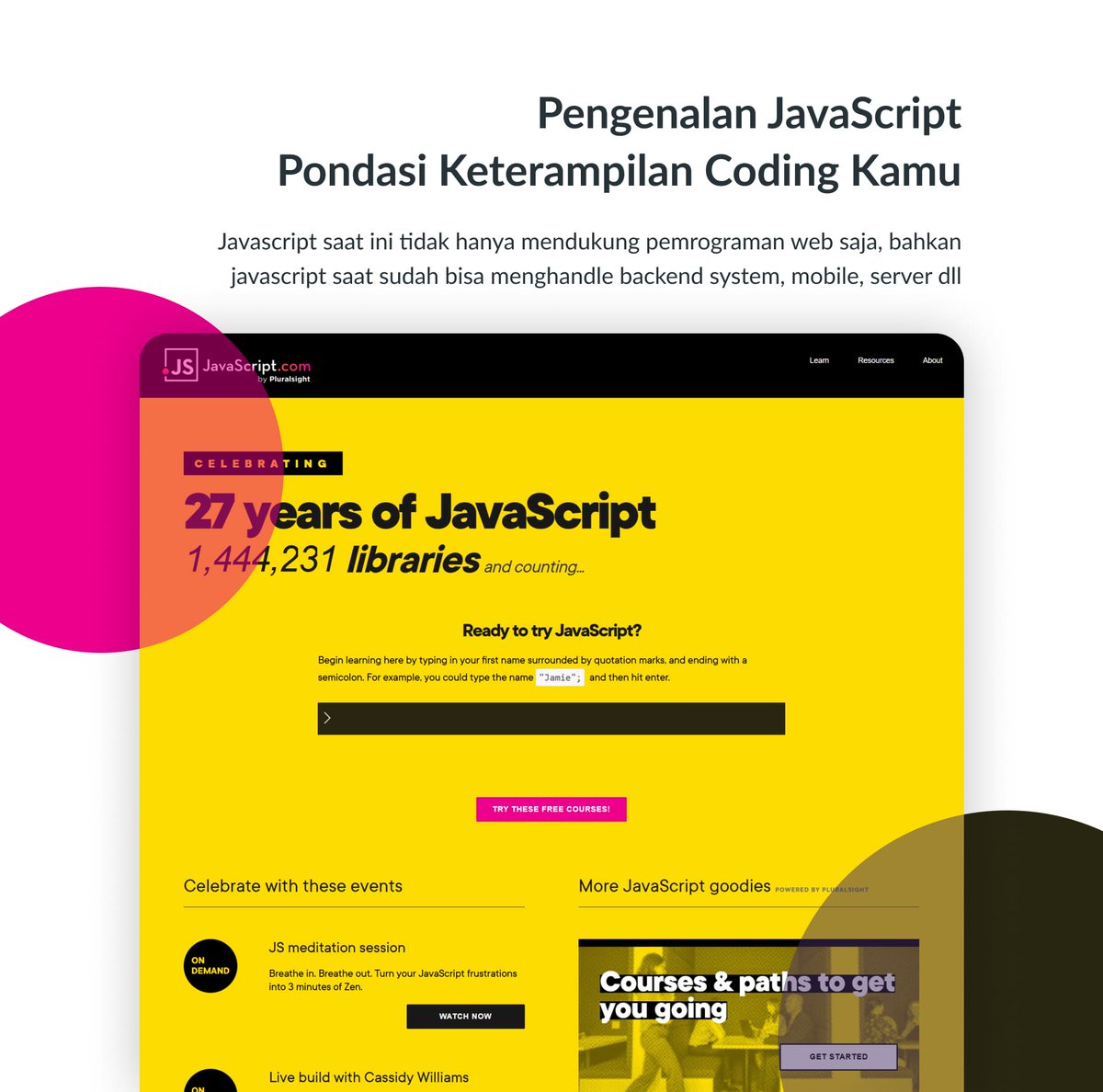 mangcoding_'s tweet image. Pengenalan JavaScript Membangun Pondasi Keterampilan Coding Kamu Loh !!

#Javascript #Typescript #Pemrograman #Coding