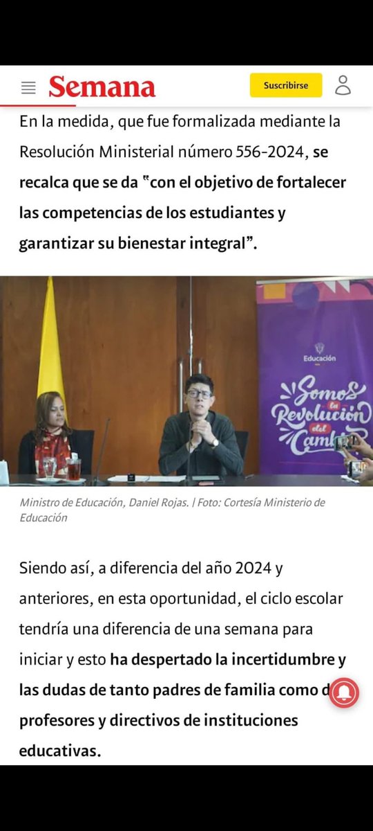 gmcarrasco's tweet photo. Una vez más @RevistaSemana miente. Hoy publican resolución sobre jornada escolar de MinEducación Perú como si fuera de Colombia, dicen que eso ha creado incertidumbre, dudas en familias, docentes, directivos. ¿Qué buscan con sus falsas noticias? Desinformar, manipular. ¡Basta ya! https://t.co/qrudN3djEF